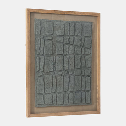 28X35 Paper Mache Wall Art Framed Glass, Dk Gray