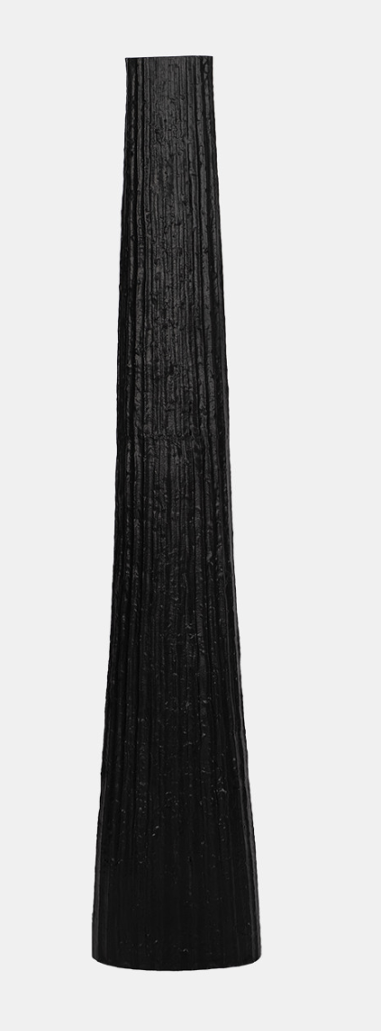 Metal, 58" Ribbed Floor Vase, Black